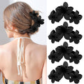 4PCS Matte Flower Hair Clips - Non-Slip Large Plumeria Clips for Thick Hair, Strong Hold for Women and Girls (Black)
