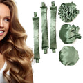 3Sets/6PCS Ariuvor New Satin Heatless Hair Curler,Hair Rollers for Heatless Curls with Hair Caps,Soft Heatless Curling Rod Headband for All Hair T,No Heat Curling to Sleep in Overnight (4-Olive green)