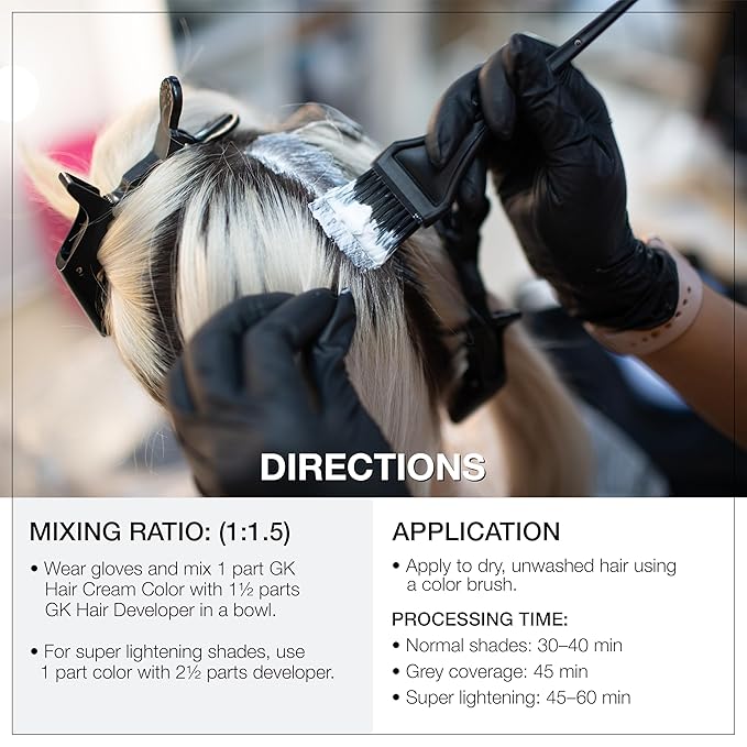 GK HAIR Color Cream 9.0 Natural Very Light Blonde – 100% Grey Coverage | Semi, Demi or Permanent Results | 8–10 Vol Semi | 20-30-40 Vol Permanent – Salon Quality Hair Dye – For Women & Men 3.4 Oz