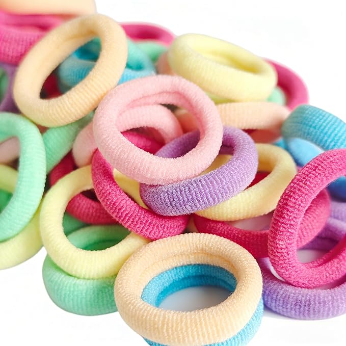 500 Psc Baby Hair Ties,Soft Cotton Toddler Hair Ties,Small Seamless Hair Bands for Girls and Kids,Multicolor Hair Elastics Ponytail Holders