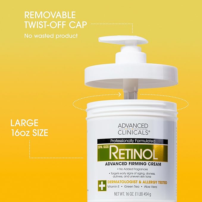 Advanced Clinicals Unscented Retinol Body Lotion & Face Moisturizer + Manuka Honey Body Cream For Women & Men | 2PC Skincare Set Helps Reduce Appearance Of Crepey Skin + Extremely Dry Skin, 2pc Set