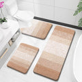 OLANLY Bathroom Rugs Sets 3 Piece, Soft Absorbent Microfiber Bath Mats and U-Shaped Contour Toilet Rug, Plush Shaggy Bath Mat Set for Bathroom (47"x20"+24"x16"+24"x20", Beige)