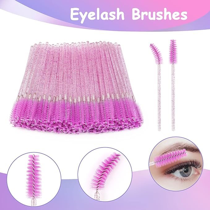 175 Pieces Lash Packaging Wholesale, Include 30 Empty Eyelashes Packaging Box, 30 False Lash Trays, 15 Eyelash Tweezers and 100 Eyelash Brush Mascara Wands Disposable (Purple)