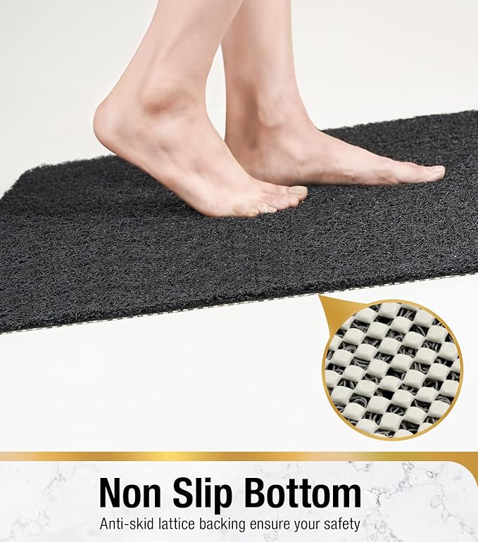 HITSLAM Square Shower Mat Non Slip, Bath Tub Mat for Textured Surface, Soft PVC Loofah Bathtub Mats Without Suction Cups, Quick Drying Shower Floor Mat, 24 x 24 Inch Bathroom Accessories, Black