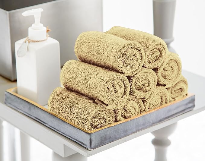 Utopia Towels 60 Pack Cotton Washcloths Set, 100% Ring Spun Cotton, Premium Flannel Face Cloths, Highly Absorbent and Soft Feel Fingertip Towels, Beige