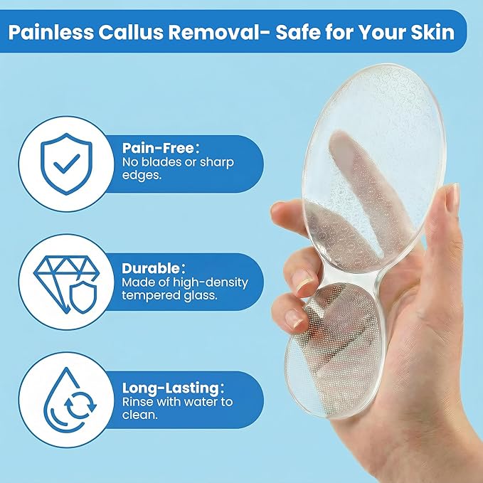Glass Nano Foot File Callus Remover - Portable Foot Scrubber for Dead Skin & Cracking, Professional Pedicure Foot Care Tool with Nano-Level Grinding Points, Suitable for Wet & Dry Feet