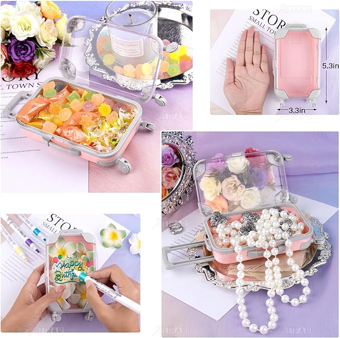 AUEAR, 1 Pack False Eyelashes Box Suitcase Packaging Pink Mini Trolley Candy for Lashes