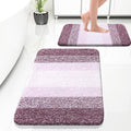 OLANLY Bathroom Rug Set 2 Piece, Soft Absorbent Microfiber Bath Rug Set, Non-Slip, Machine Wash Dry, Plush Shaggy Bath Mats for Bathroom (30"x20"+24"x16", Mauve)