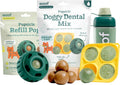 WOOF Dental Kit- Includes Pupsicle Dog Toy, Treat Tray, Shaker Bottle, Chicken Pupsicle Pops, and Dog Teeth Cleaning Powder - Supports Oral Health for Dogs - Small