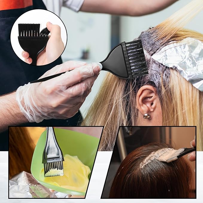 4 Pcs Highlighting Board Set, Black Dye Boards Brushes Portable Foiling Board Professional Dye Highlighting Kit for Men Women Home Salon Beginners Professionals Hairstylist Accessories