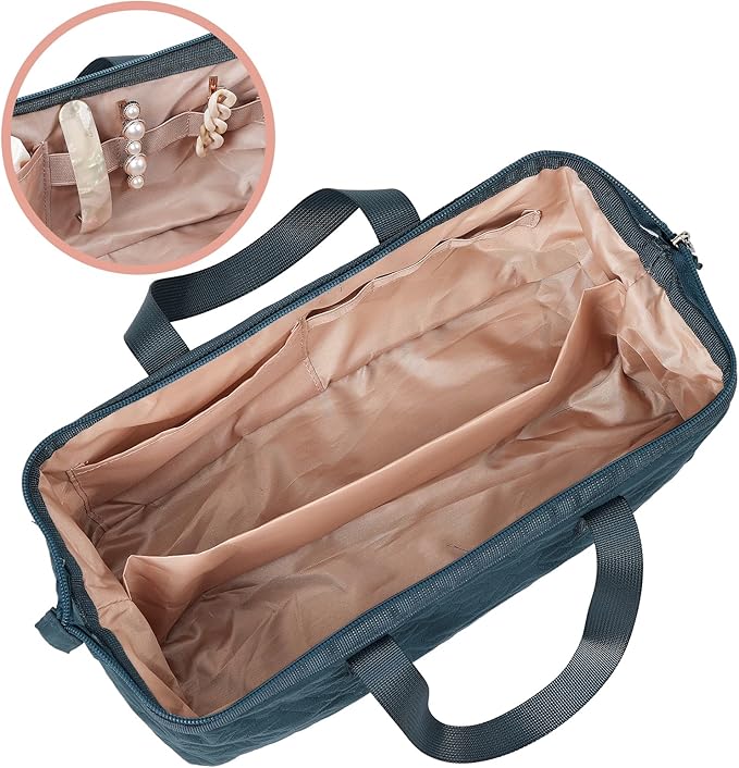 NISHEL Hair Tools Travel Carrying Bag, Portable Hair Air Wrap Dryer Case, Hair Dryer/Curling Iron/Airstraight Attachment Organizer, Lake-Blue