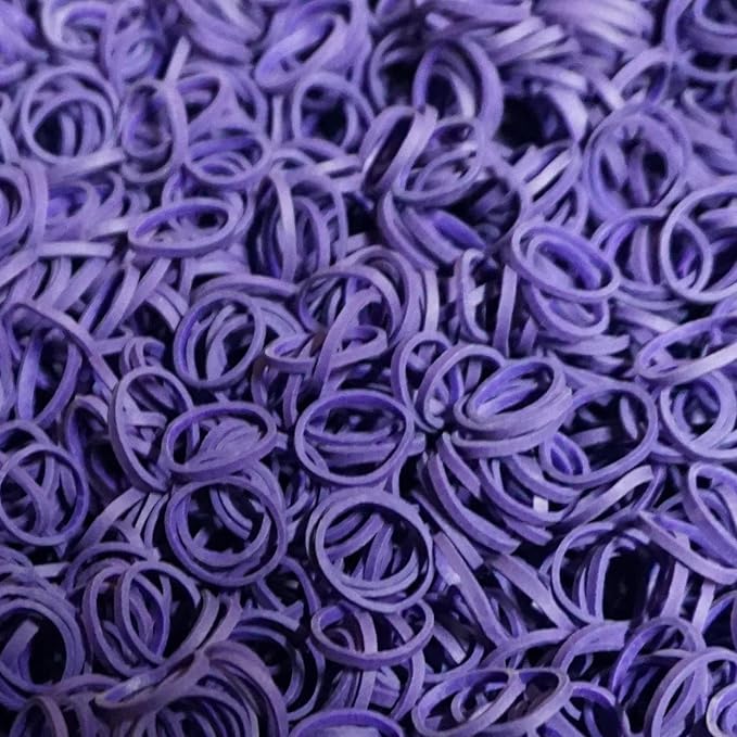 Amelia Beauty 500 Count Small Rubber Bands for Hair – ½" Purple - Made in USA - Recloseable Container - Mini Hair Elastics for Braids, Ponytails, Cornrows & Twists – Strong Hold Ponytail Holders