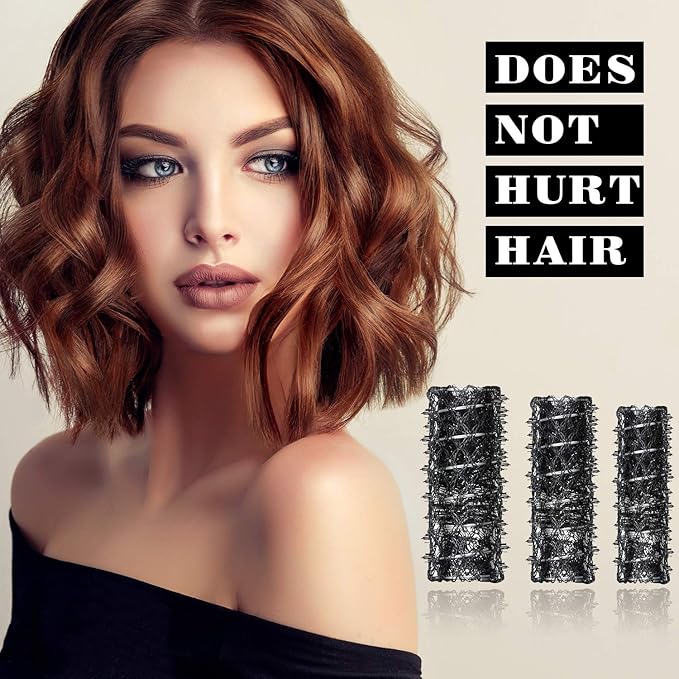 48 Pieces Wire Mesh Hair Rollers Set Hair Perm Rods Hairdressing Wave Curlers with Duck Teeth Tresses Clips(0.71/0.87/1.1 Inch)