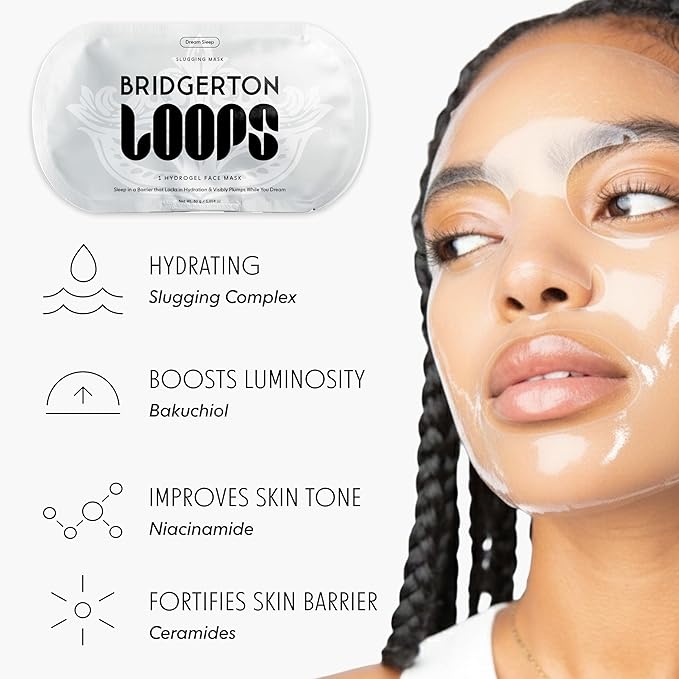 LOOPS Beauty Bridgerton™ NETFLIX Hydrated (Happily) Ever After Set-The Best Hydrogel Face Masks for Every Skin Moment Face Mask-2 Hydrating Masks -Clean Slate and Dew Cloud-All Skin Types,2pc