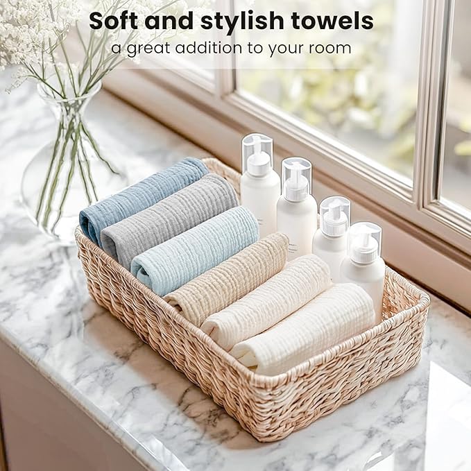 Konssy 6 Pack Face Cloths, Soft Wash Cloth for Washing Face, Cotton Face Towels for Sensitive Skin Women Facial Makeup Remover Reusable Absorbent Washcloths （11 x 11 Inch）