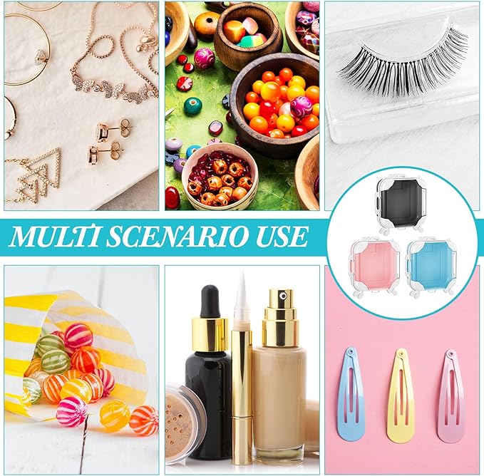 Honeydak 3 Pcs Mini Plastic Suitcase False Eyelashes Tray Luggage Trolley Candy Box Clear Suitcase Packaging Party Favor Box for Jewelry Cosmetic Hairpins Storage (Mixing Color,5.3 x 2 x 4.7 Inches)