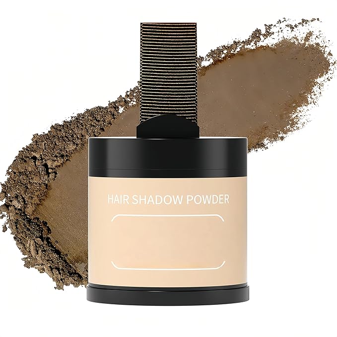 gowwim Root Touch up Powder, Instantly Gray Hair Cover up Hairline Powder for Women & Men Waterproof and Sweatproof Root Cover Up Long-Lasting for Thinning & Loss Hair (Light Brown, 10g)