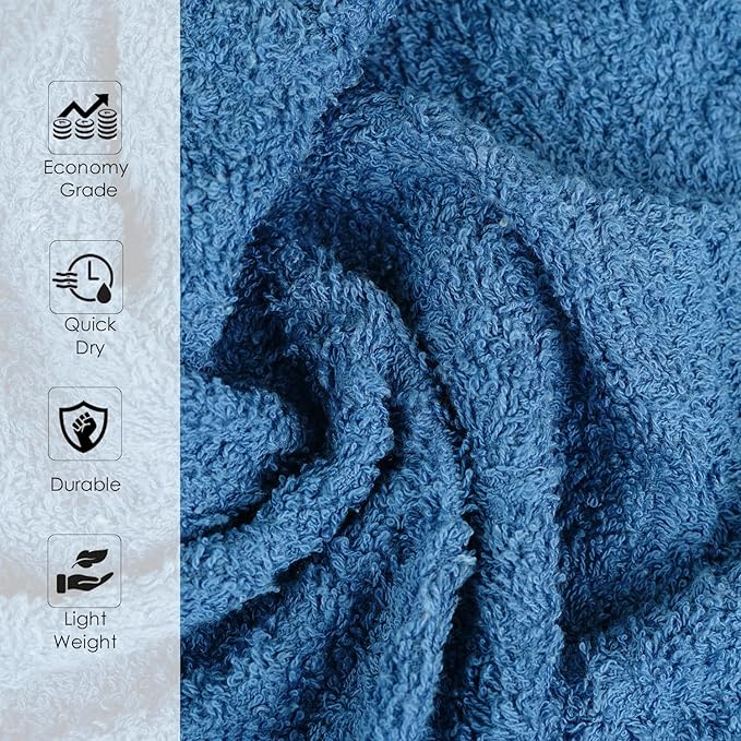 24 Pack Navy Blue Hand Towel 100% Cotton Spa Towel – 16x26 inches Highly Absorbable Facial Towels Gym, Hair Towel and Face Towel Bulk Small Towels (Not Bleach Proof)