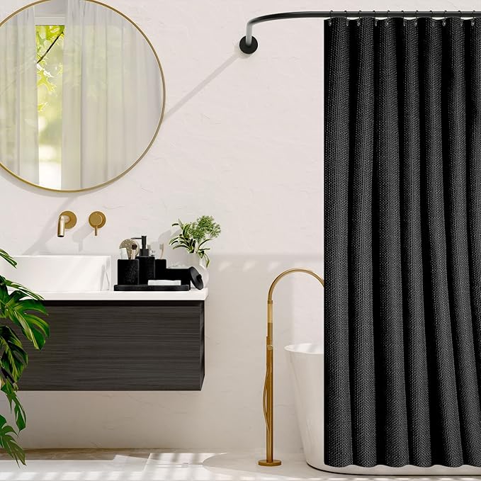Clara Clark Black Bathroom Set - Bathroom Sets with Shower Curtain and Rugs, 21PC Bathroom Accessory Set, Shower Curtain Set with Soap Dispenser & Toothbrush Holder