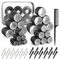 4 Sizes Hair Rollers for Women Set - 50 Pcs Hair Curler Rollers with Clips, Self Grip Hair Rollers for Long, Short Hair and Bangs, 25mm, 36mm, 48mm, 60mm, Black