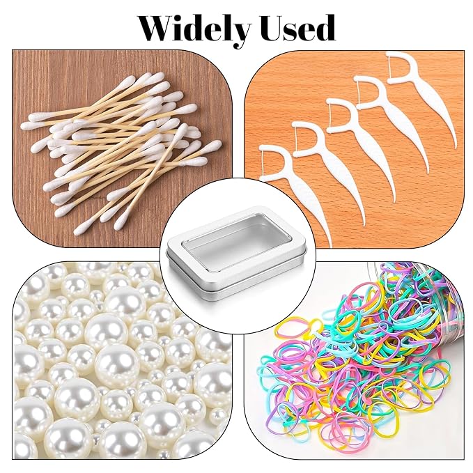 2 Pack Cotton Swab Holder for Travel Portable Metal Floss Pick Case with Lid Empty Metal Cotton Ball Holder Small Aluminum Alloy Storage Container for Cotton-Swabs Hair Ties Floss Pick Small Items