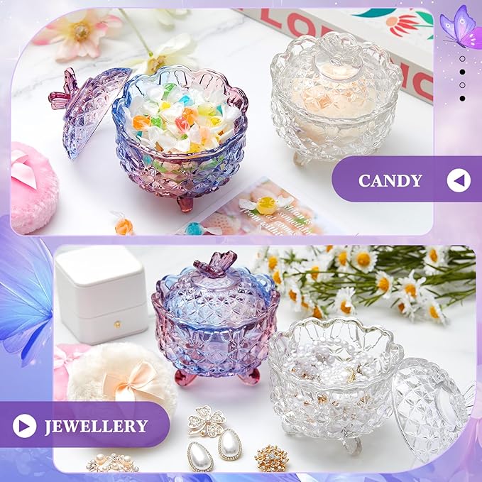 Tioncy 4 Pcs Large Body Powder Puff and Container Extra Large Body Powder Puff Dish Soft Washable Reusable Fluffy Makeup Sponge Wet Dry(Butterfly,Purple and Clear)