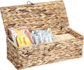 Sumnacon Wicker Storage Basket with Lid Rectangle Wicker Basket with Lid for Toiletries Tampon Storage,Toilet Tank Topper Basket Water Hyacinth Storage Baskets for Shelf Bathroom Toilet Table