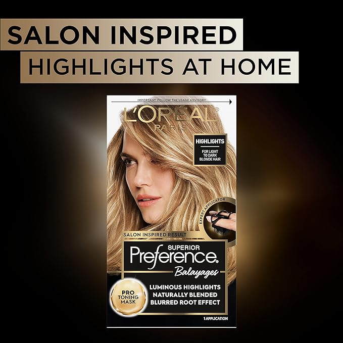 L'Oreal Paris Superior Preference Balayage Kit, Hair Dye for At-Home Highlighting with Pro Toning Mask, Light to Dark Blonde, 1 Kit