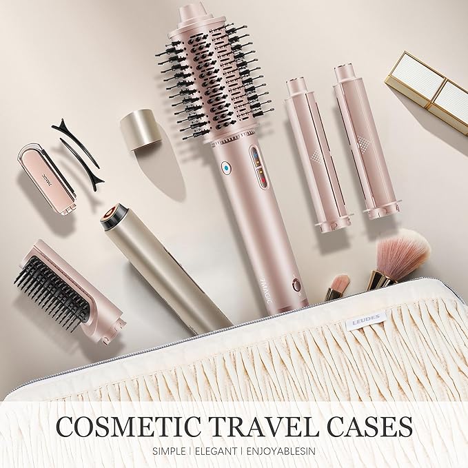 Leudes Dyson Airwrap Travel Case for Shark Hair Dryer Airstraight Flex Style Hair Attachment Tool Organizer Accessories Air Wrap Flat Curling Iron Carrying Case (Beige)