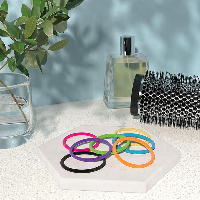 Amazon Basics Pony Tail Hair Ties - Bright 4 MM Elastics for All Types, 32 Count (Pack of 4)