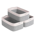 Goodpick Storage Bins, Baskets for Shelves, Cotton Rope Basket for Organization, Closet Organizer Bins, Towel Baskets for Bathroom 3 Pack, White & Light Gray, 11 x 7 x 4.5 in