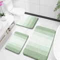 OLANLY Bathroom Rugs Sets 3 Piece, Soft Absorbent Microfiber Bath Mats and U-Shaped Contour Toilet Rug, Plush Shaggy Bath Mat Set for Bathroom (36"x24"+24"x16"+24"x20", Sage Green)