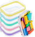 Sanwuta 6 Pcs Clear Hard Zipper Case Plastic Zipper Pouches Transparent Makeup Bag Pencil Case Pouches Toiletry Diaper Bag for Travel Toy Storage Organizer Bins(Assorted Color,7.87 x 5.9 x 2 Inch)