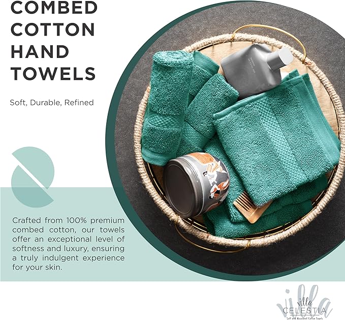 100% Cotton Wash Cloth for face & Body Set of 12, (12 x 12 inches) Sustainable, Soft, Highly Absorbent, Combed Cotton Wash Cloths Pack of 12 for Hotels, Spa, Bathroom, Dorm, Teal