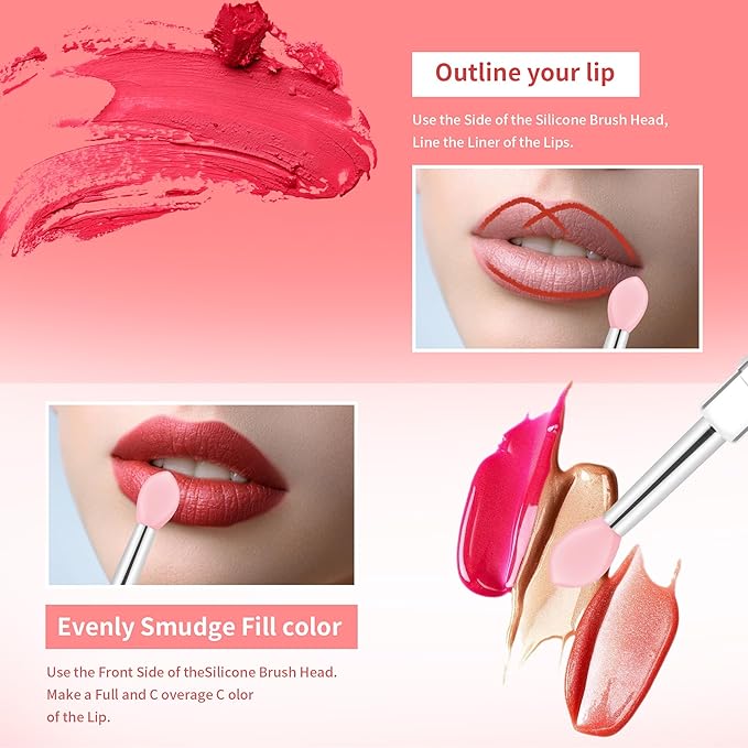 12 PCS Silicone Lip Brush - Reusable Lipstick Brush Lip Brushes Makeup Applicator Beauty Tool Kits for Lipsticks,Lip Gloss,Lip Balm