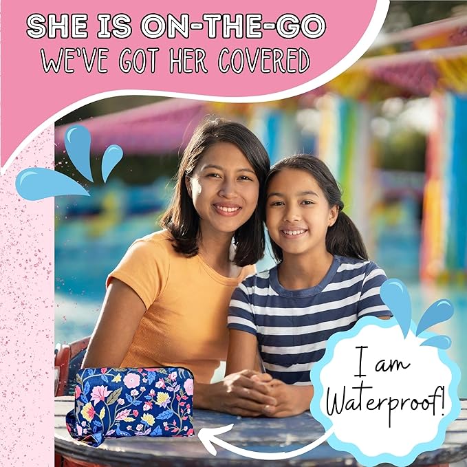 First Period Pal Pack to-Go Kit | 24 pcs | First Period Kit for Tweens | Teen Period Kit| Discrete Period Bag, Pads, Panty Liners, Period Kits for Tweens 10-12 (Florets)