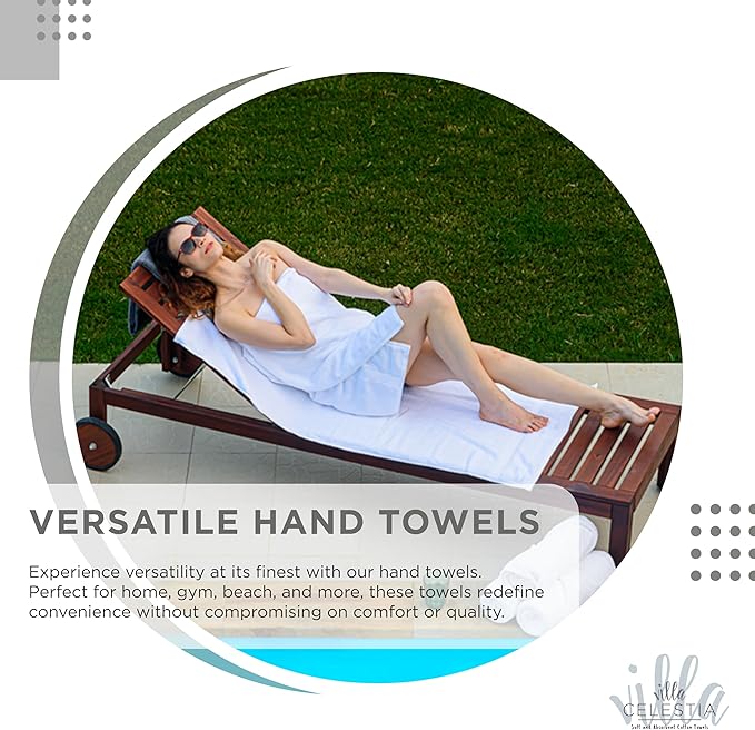 100% Cotton Hand Towel Set of 2, (16 x 28 inches) Sustainable, Soft, Highly Absorbent, Quick Drying, Combed Cotton Hand Towels Pack of 2 Ideal for Hotels, Spa, Bathroom, Dorm, Silver