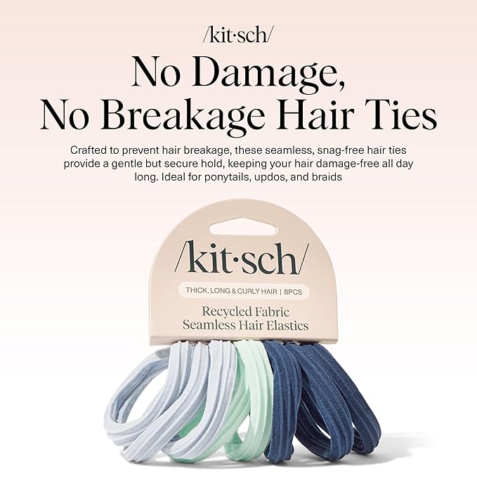 Kitsch Seamless Hair Ties No Damage - Stretchable Hair Bands for Strong All-Day Hold, Ponytail Holders | Hair Accessories for Girls | Ideal Gifts for Women - Garden Bouquet 8 Pcs