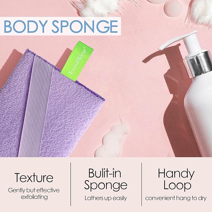Evridwear Exfoliating Body Scrubber Heavy Exfoliating Bath Sponges for Men Women Shower Exfoliator Dead Skin Remover Loofah for Cleansing 3 Count Value Pack (Macaroon)