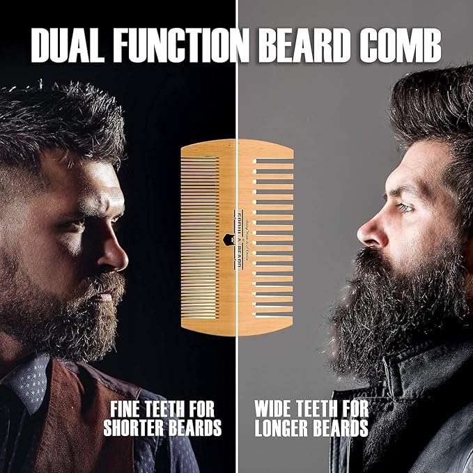 Beard Brush For Men & Beard & Mustache Comb Set with Scissors, Beard Grooming Kit, 100% Natural Boar Bristle Brush, Dual Action Wood Comb, And Travel Bag, Great Fathers Day Gift, Gift for Him
