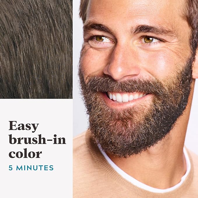 Just For Men Mustache & Beard, Beard Coloring for Gray Hair with Brush, With Keratin Biotin Aloe and Coconut Oil for Healthy Facial Hair - Medium-Dark Brown, M-40, Pack of 1 (Packaging May Vary)