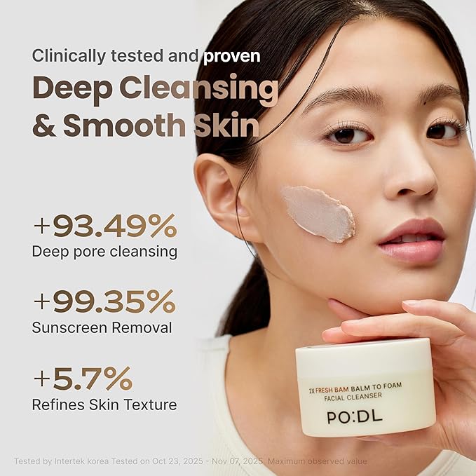 [PODL] Balm to Foam Cleanser for Makeup & Sunscreen Removal | Deep Cleansing Face Wash | Exfoliating Pore Care Sebum Control Moisture Balance | Vegan Zero Irritation | Korean Skincare 4.39 fl oz