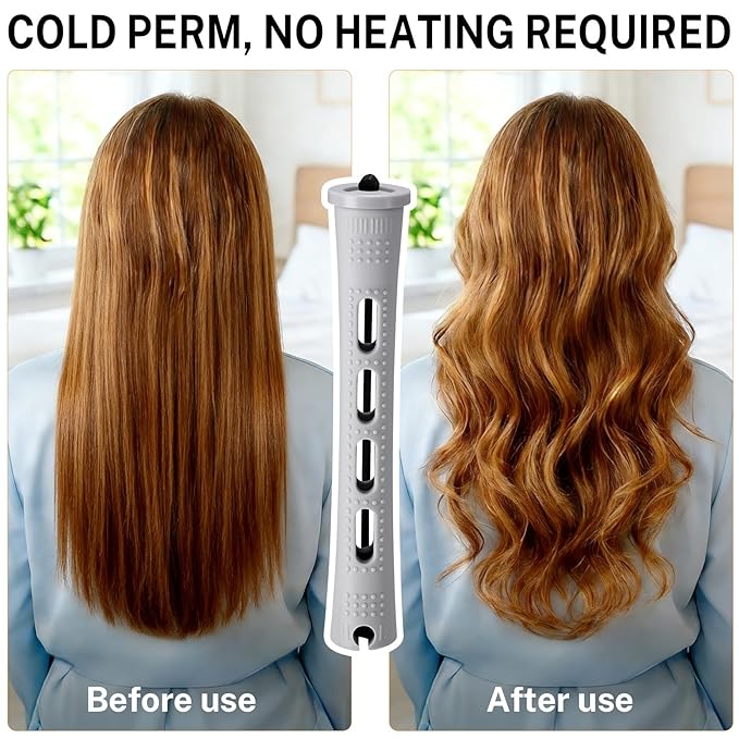 60 Pcs Perm Rods for Long Hair, Cold Wave Perm Rods Set for Women's Long & Short Plastic Curling Rollers for Hair Curling and DIY Hairdressing Styling Tool（0.59 x 3.22 inches）
