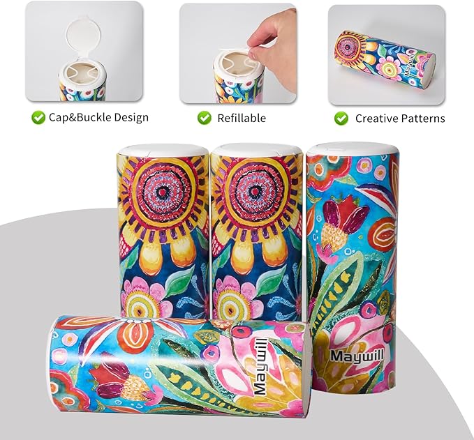 Car Tissues Holder with Facial Tissue, Car Tissue Box, Travel Tissues Cylinder,Suitable for Car Cup Holder(3-ply 4 Pack, 200 Sheets)