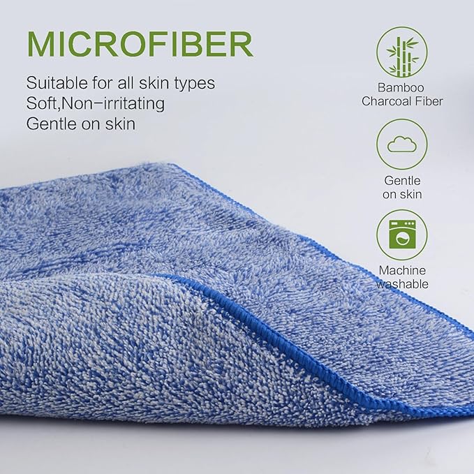 SINLAND Microfiber Face Towels Ultra Soft Facial Washcloths Face Cloth for Bath 12Inch x 12Inch 6 Pack