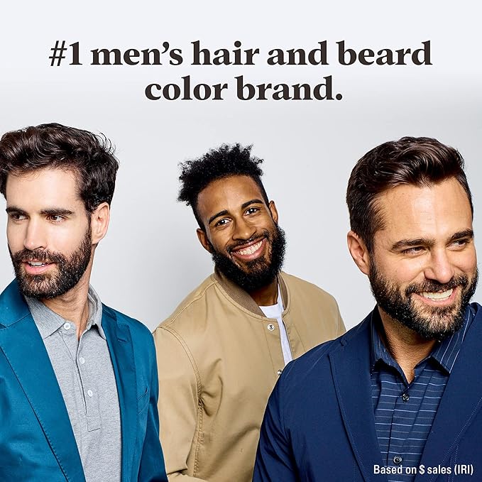 Just For Men Mustache & Beard, Beard Coloring for Gray Hair with Brush Included, With Keratin Biotin Aloe and Coconut Oil for Healthy Facial Hair - Darkest Brown, M-50 (Packaging May Vary)