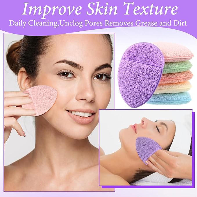 6Pcs Face Sponges for Cleansing, Reusable Faces Scrubber Pads for Women for Washing Face, Gentle Esponjas Faciales for Deep Pore Cleansing, Blackheads, Daily Facial Cleans, Makup Remover (Colorful)
