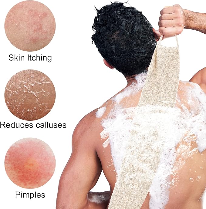 2pcs Exfoliating Back Scrubber, Nylon Shower Bath Exfoliator Extended Length Body Scrub Towel Stretchable Pull Korean Washcloth Strap with Handles