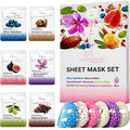 6 Pack of Sheet Face Masks Skincare - Collagen Face Mask Sheets with Hyaluronic Acid, Vitamin C, Snail Mucin - Facial Sheet Mask for Hydrating, Moisturizing, Rejuvenating