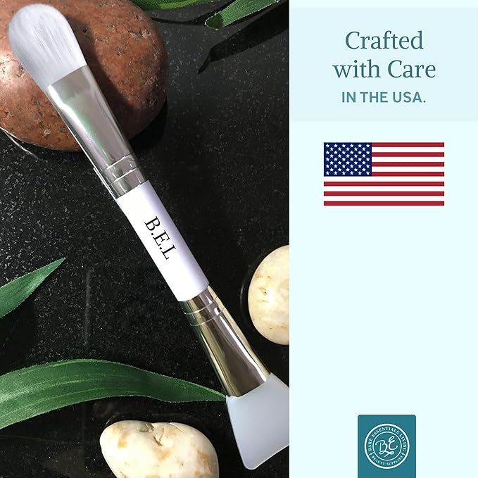 Bare Essentials Living Clay Face Mask Brush (3 Pack, White) Dual Soft Silicone Face Mask Applicator Brush Tool, Great Facial Essentials, Moisturizer Applicator & Skincare Brush for Facials